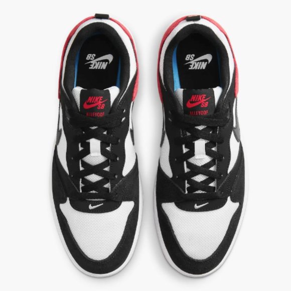 Nike SB Alleyoop Suede Low Top Mens Skate Shoes Black White Red - Picture 7 of 10
